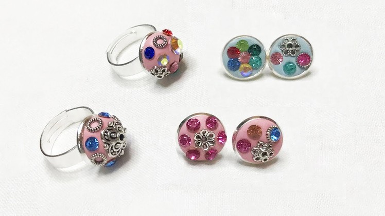 DIY Cute Crystal Silver Rings and Earrings with Crystal Clay, How to Make Jewelries with Clay