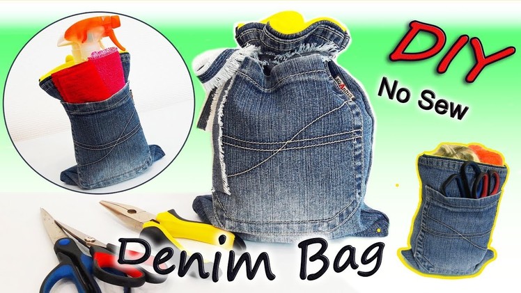 DIY Easy Denim Bag Out Of Old Jeans - How To Make Bag Recycled Jeans No Sew - Simple Tutorial