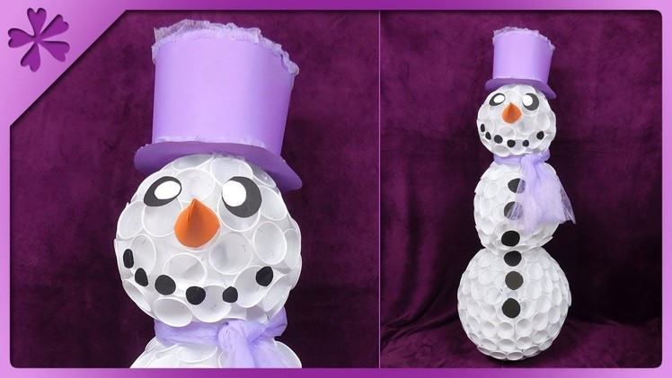 DIY How to make snowman out of plastic cups (ENG Subtitles) - Speed up #440