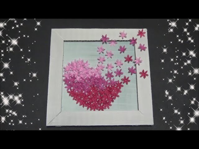【DIY】ペーパーフラワーでハートの絵の作り方　How to make a heart picture with a paper flower