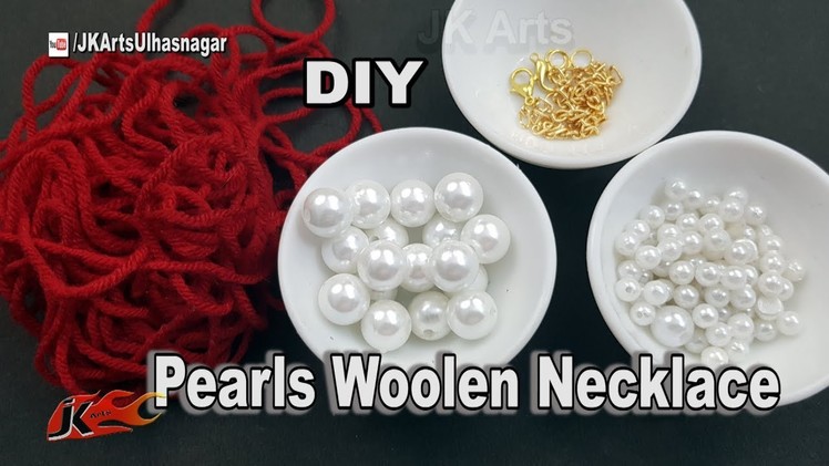 DIY Pearls Woolen Necklace | Jewellery Making  | JK Arts 1330