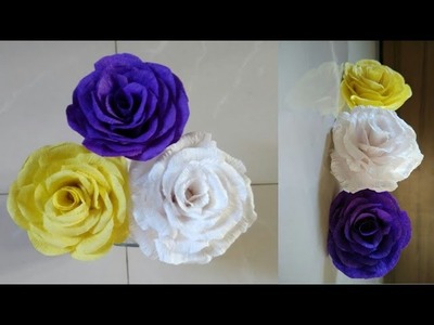 DIY Rose Flower|Making Crepe Paper Flower|How to make paper flowers|Crepe Paper Roses|Paper flower