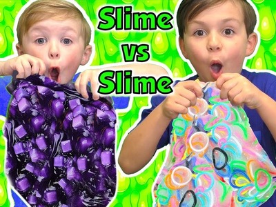 DIY Slime Challenge! Brother vs Brother in Jelly Cube Slime vs Rubber Band Clear Slime | DavidsTV