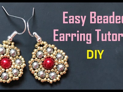 Elegant Golden Beaded Earring -- Easy DIY