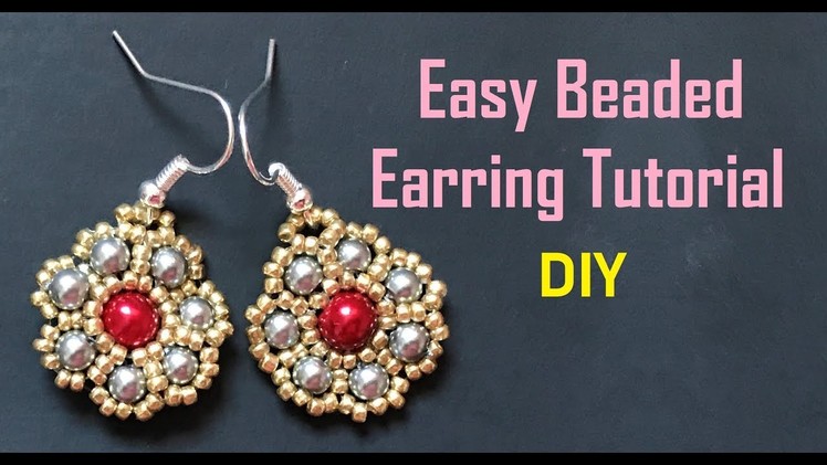Elegant Golden Beaded Earring -- Easy DIY