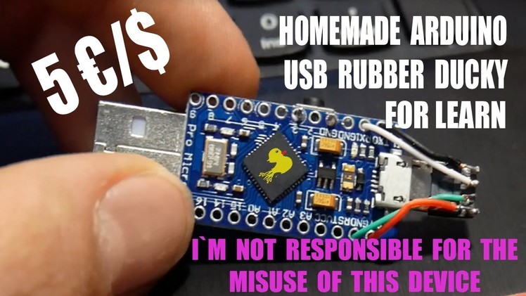Homemade diy arduino micro usb rubber ducky-for learning