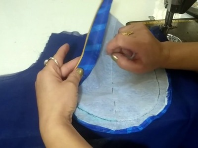How to attach Invisible(Gum) piping on neckline.Neck cutting & stitching