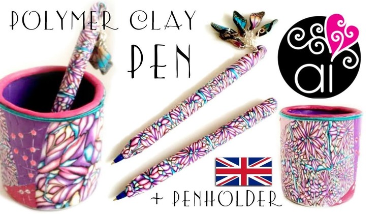 How to cover Pen with Polymer Clay + D.I.Y. Penholder | English version