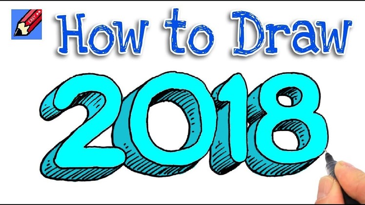 How to Draw 2018 in Shaded 3D Real Easy