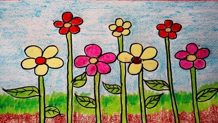 How to draw flowers easily for kids. DIY greeting card drawing ideas. Pretty Flowers drawing