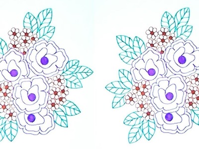 How to Flower designs drawings | simple pencil sketch embroidery designs patterns