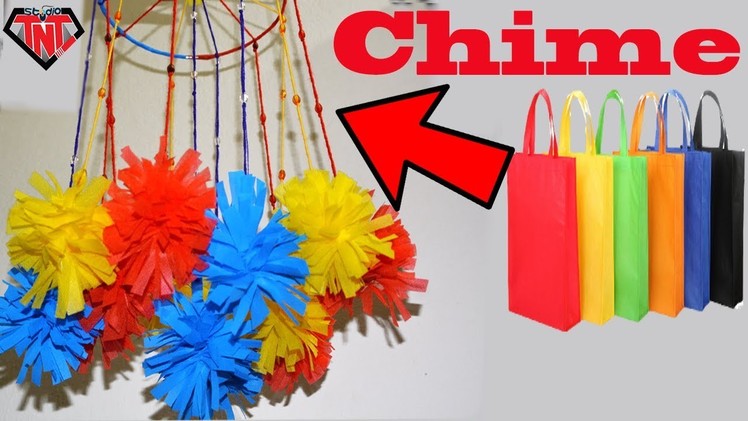 How To Make A Colorful Wind Chimes || DIY Shopping Tote Bags Recycling Home Decoration Ideas