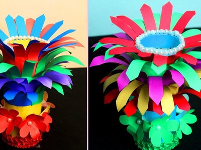 How to make a flower vase out of paper - Paper flower vase crafts - Paper vase ideas