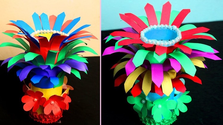 How to make a flower vase out of paper - Paper flower vase crafts - Paper vase ideas
