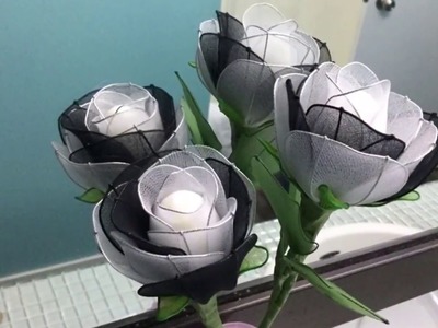 How to make a nylon stocking flowers - White and Black Rose