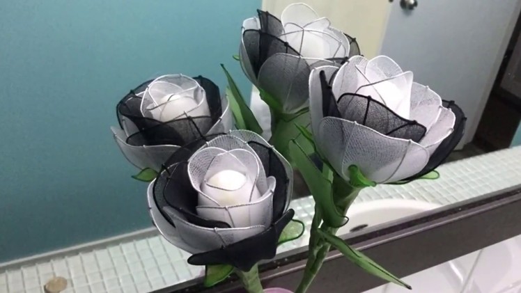 How to make a nylon stocking flowers - White and Black Rose