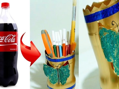 How To Make a Pen Box With Old Plastic Bottle - Art and Craft Ideas for Projects
