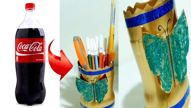 How To Make a Pen Box With Old Plastic Bottle - Art and Craft Ideas for Projects