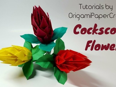 How to make an Origami Cockscomb Flower || Tutorial By OrigamiPaperCraft
