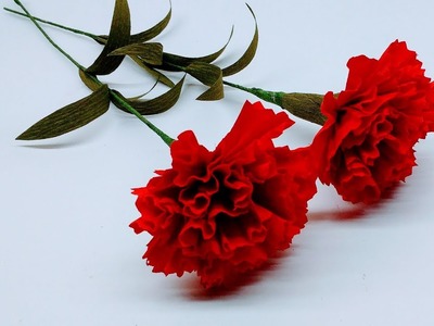 How to make Crepe Paper Flowers Red Carnations (flower # 236)