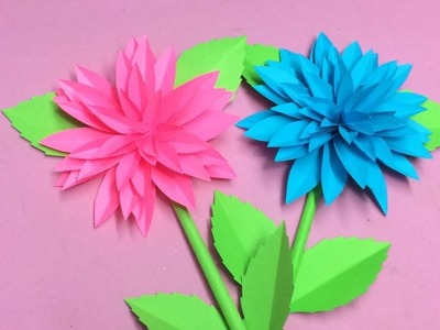 How to Make Dahlia Flower with Paper | Making Paper Flowers Step by Step | DIY-Paper Crafts