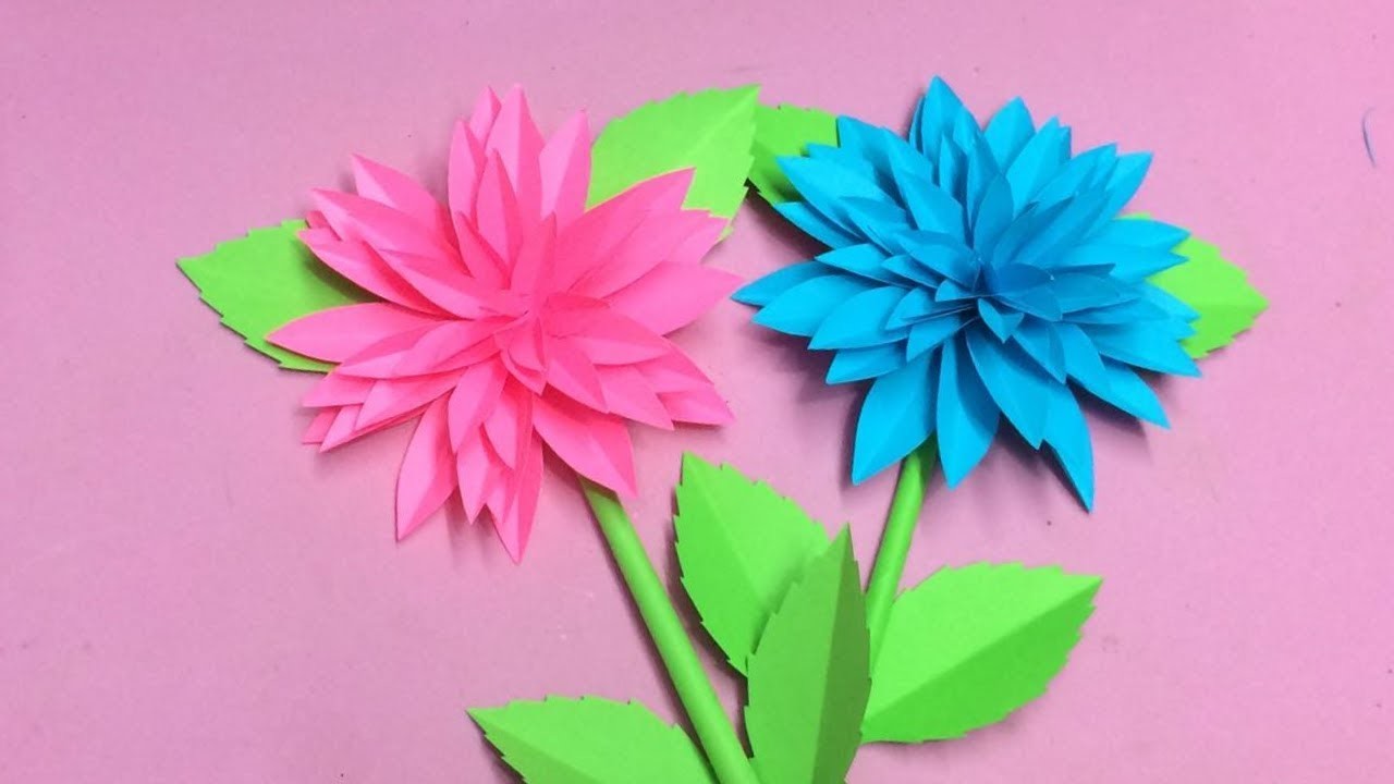 How to Make Dahlia Flower with Paper, Making Paper Flowers Step by Step ...