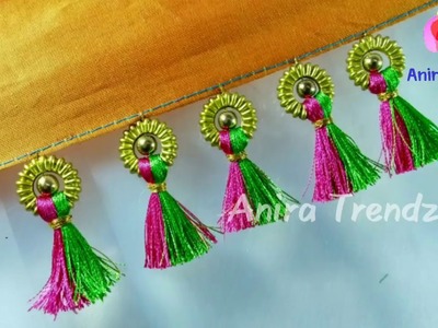 How to make double colour saree kuchu at home with beads