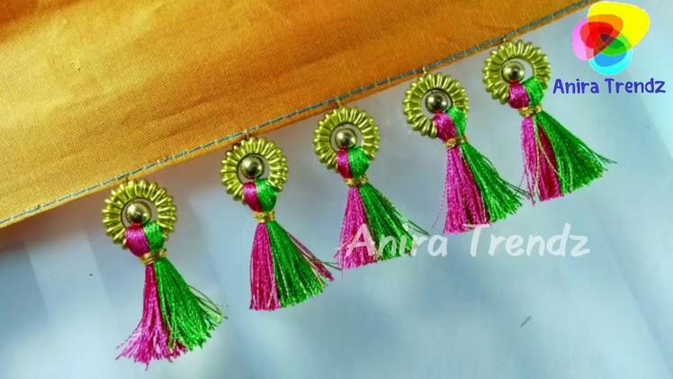 How to make double colour saree kuchu at home with beads