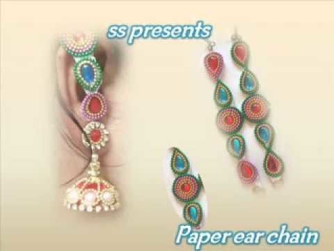 How to make Ear chains with Paper.Paper Jewellery.Paper  crafts