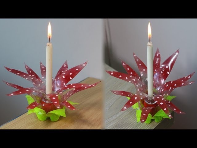 How to make flower candle light stand with waste plastic bottles - Best Use Of Waste
