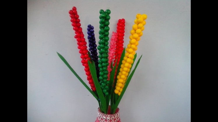 How to make  flower from foam beads.Levander flower from thermocol ball.