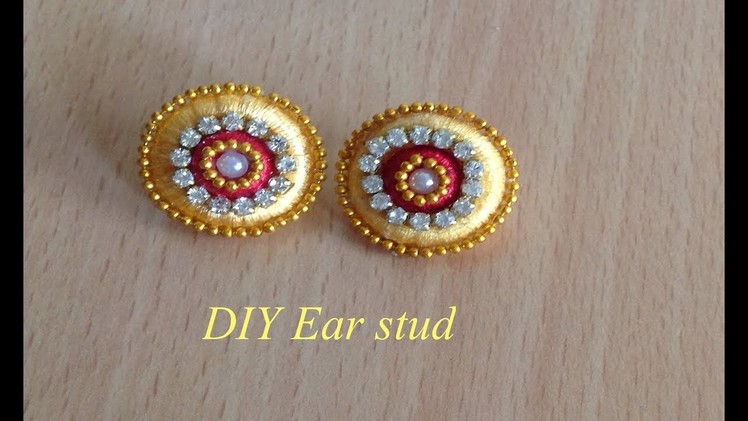 How to make silk thread ear stud II DIY earrings
