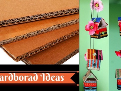 How to make wall hangings with waste material - Home decor with cardboard - Waste material craft