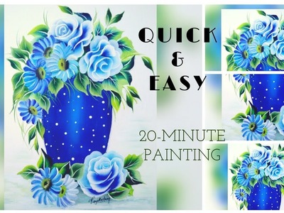 How to paint flower vase ????. Flowers. One stroke painting on canvas. quick and easy. 2018