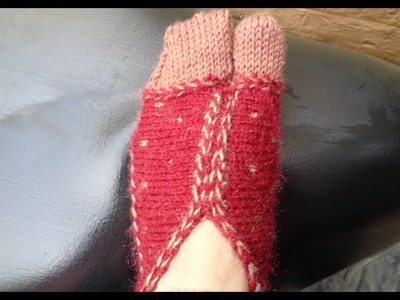 Ladies Thumb Socks | Two Colour | Knitting with two needles |