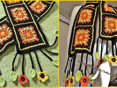 Learn how to crochet decorative motifs for the scarf - Step by step for beginners