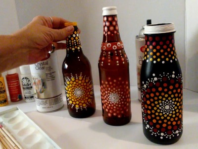 Mandala Dot  Painting Sealing Art on Glass Bottles Recycling Bottles How To