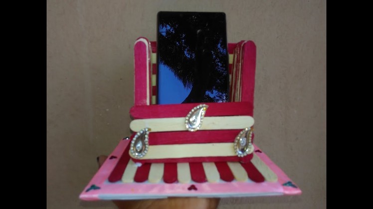 Phone stand with ice cream sticks | how to make phone stand | mobile stand holder