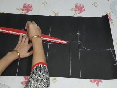 Simple kurti in 2 meter drafting on paper