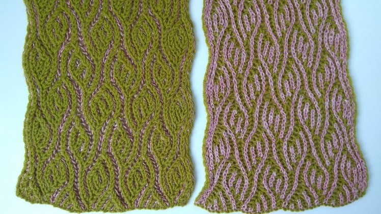 Spring scarf, two-color brioche stitch knitting pattern + free chart