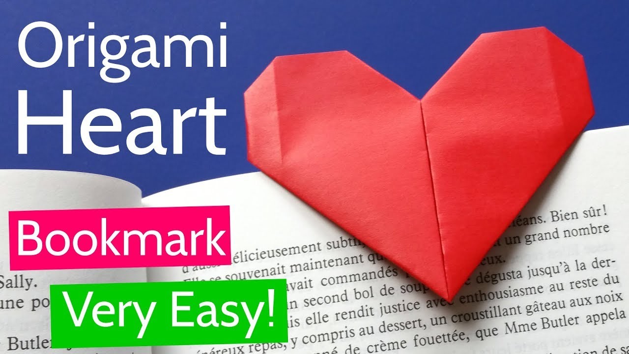 Very Easy Origami Heart Bookmark Tutorial Diy Paper Heart For Valentines Day