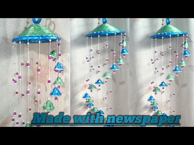 Wind chimes with newspaper | best out of waste| diy home decoration