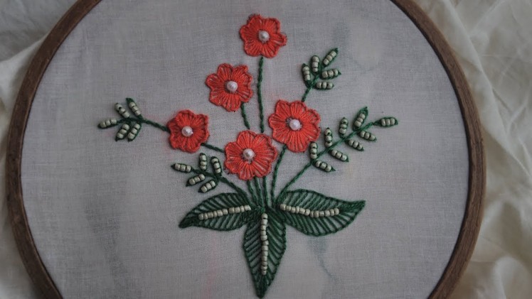 Button hole stich with beats work hand embroidery designs