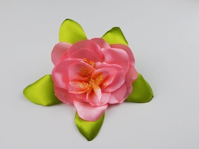 Decoration ribbon rose DIY deco flower crafting with ribbon and glitter Satinrose Rose Blume