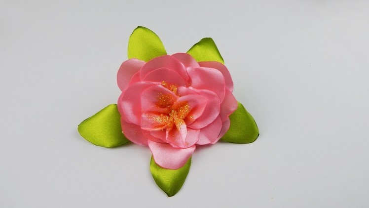 Decoration ribbon rose DIY deco flower crafting with ribbon and glitter Satinrose Rose Blume