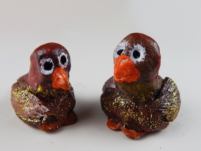 Decoration winter birds DIY deco bird crafting with air dry modelling clay Wintervögel Vogel
