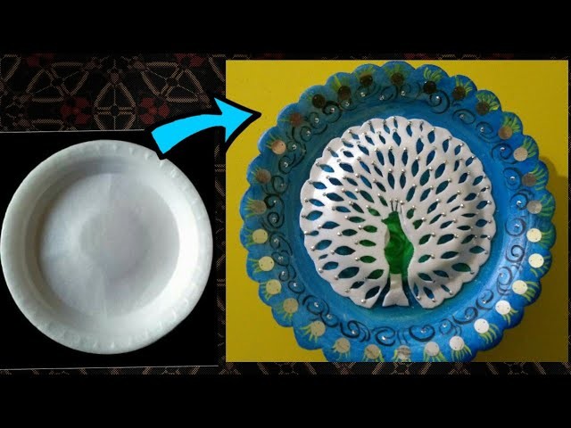 DIY II Thermocol Plate Peacock wall decor ll Best out of waste