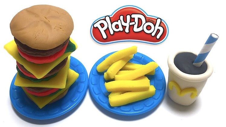 DIY Play-Doh Learn Make Big Hamburger Set French Fries Coke Toy Soda