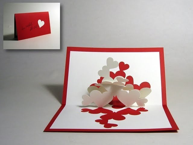 DIY Pop Up Valentine Card - Hearts Pop Up Card Step by Step with wedding card