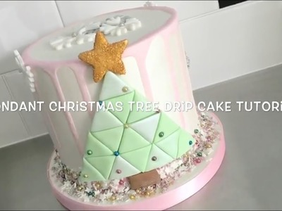 Fondant Christmas Tree drip cake tutorial